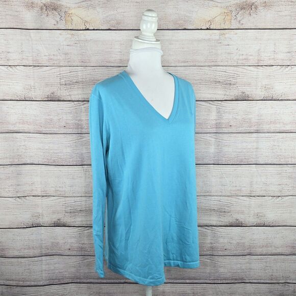 Nike Long Sleeve Legend Dri-Fit Athletic Moisture Wicking Blue V-Neck Top XL - Picture 6 of 8